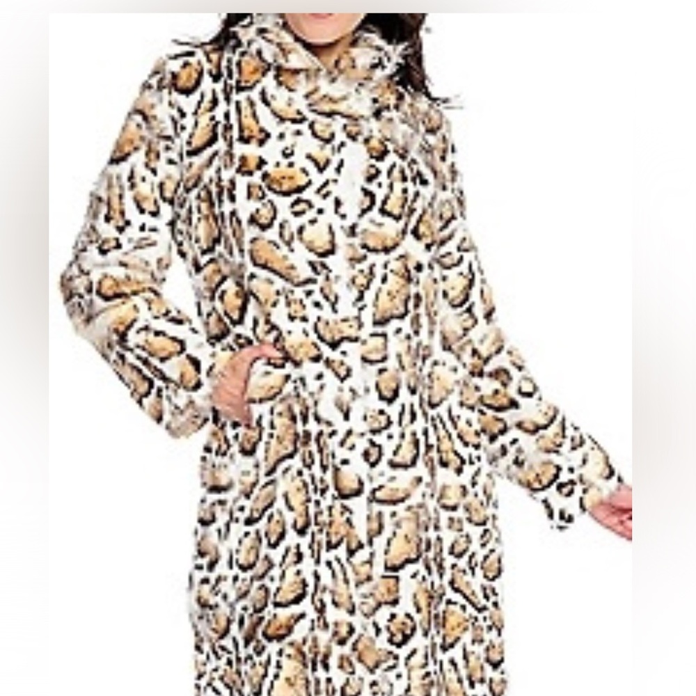 FF157. Brand New Fabulous Furs Cloud Leopard Faux Fur Coat